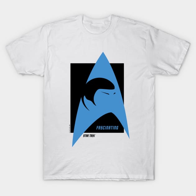 Spock Fascinating Star Trek Original Series Blue T-Shirt by Markadesign